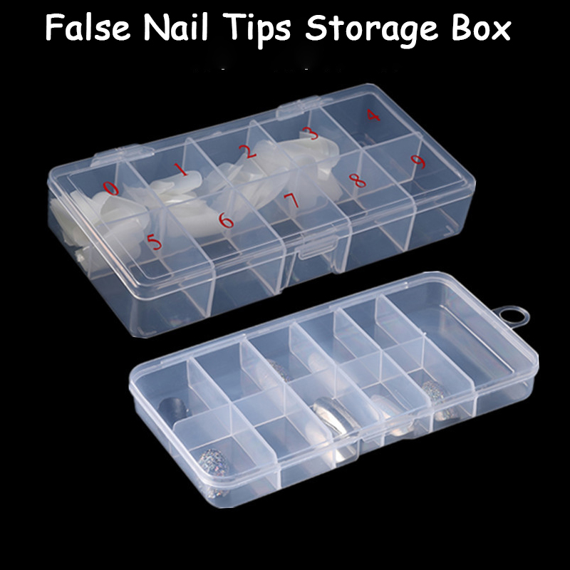 Jewelry Making Organizer Box - 1 Box leere Nagelspitzen-Organizer-Aufbewahrungsbox, 10 Gitter,