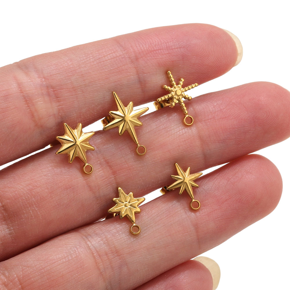 Jewelry Making Techniques - 6 Stück Edelstahl-Stern-Ohrstecker für Ohrringherstellung, 18k