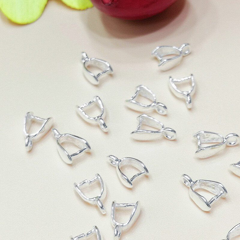 Jewelry Making With Stones - 50 Stück versilberte Verbindungs-Pinch-Bail-Clips für DIY-Schmuckherstellung