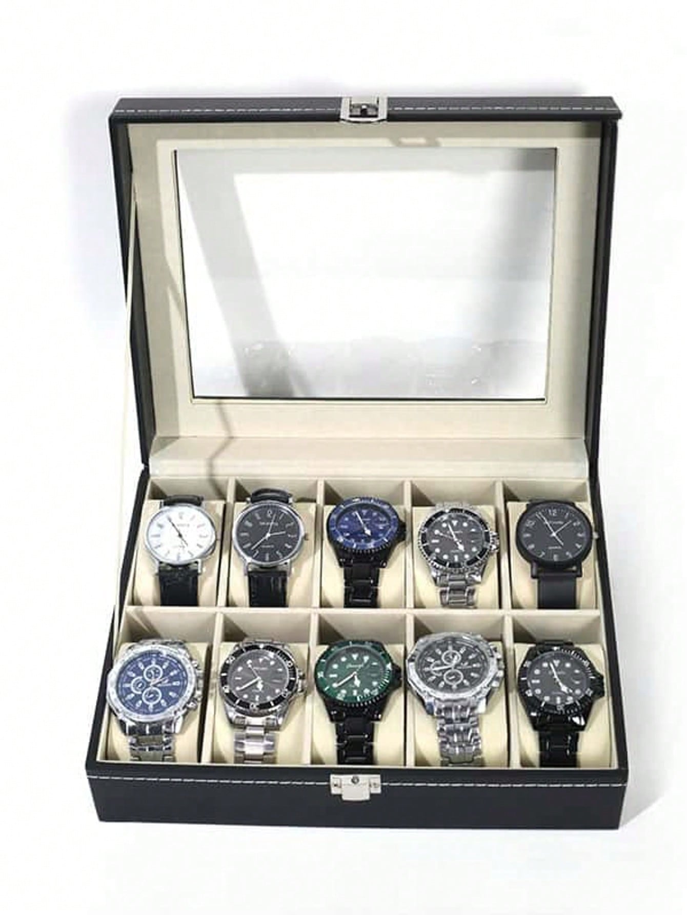 Jewelry Making Organizer Box - Leder-Uhrenbox mit Schloss, Große Uhren-Vitrine, Hochwertiger