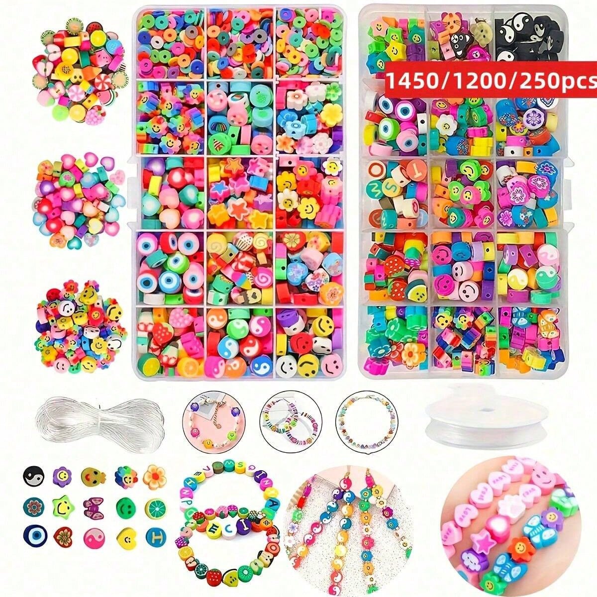Jewelry Making Organizer Box - 1450/1200/250 Stück Polymer Clay Perlen Set,
