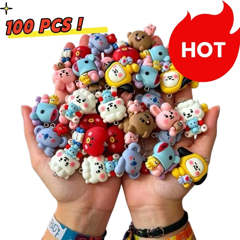 Jewelry Making Earring Supplies - 7 Stück BT21 Harz-Cartoon-Anhänger DIY-Zubehör Bastelbedarf