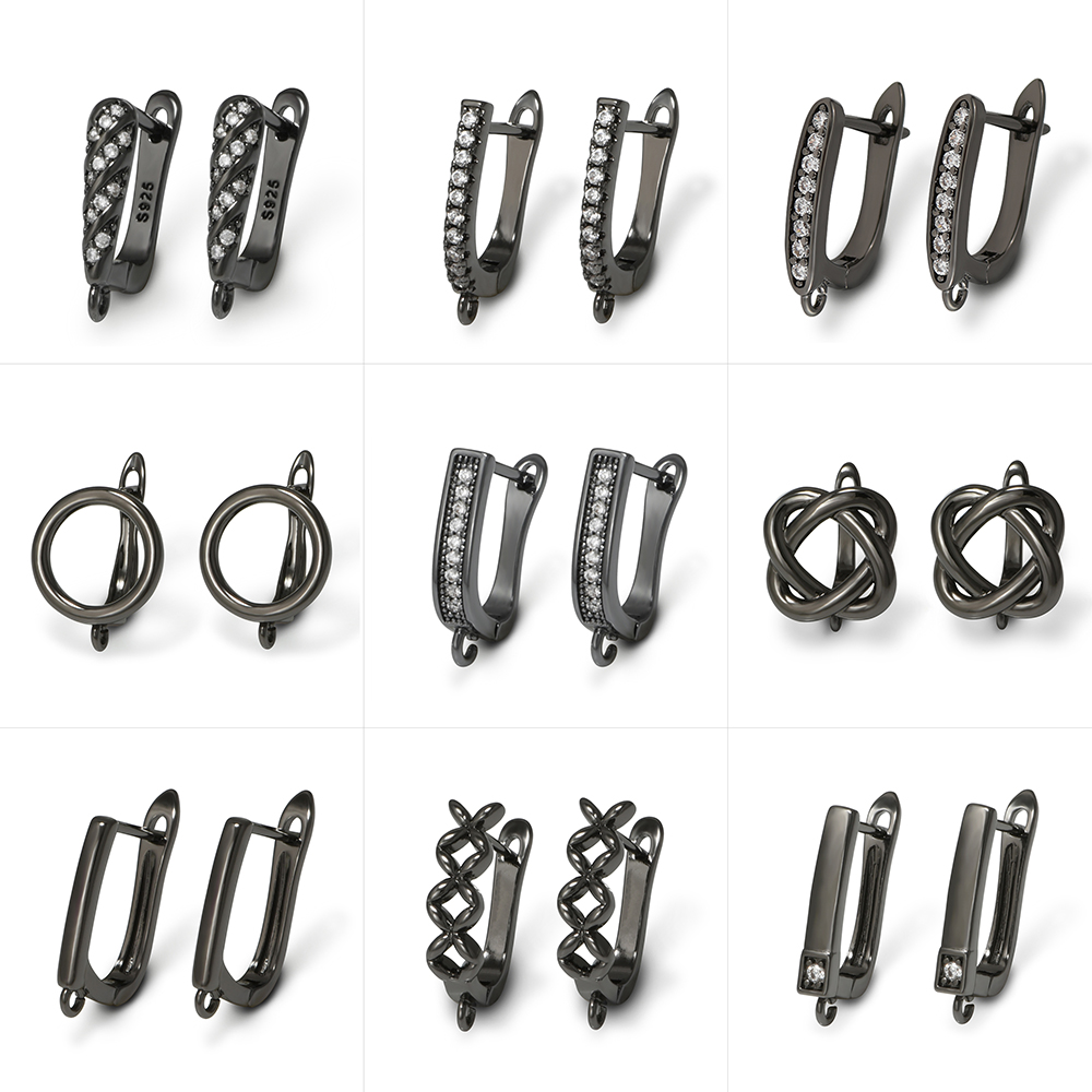 Jewelry Making Hardware - YANASI 1 Paar Waffen-Schwarz Messing Ohrringhaken