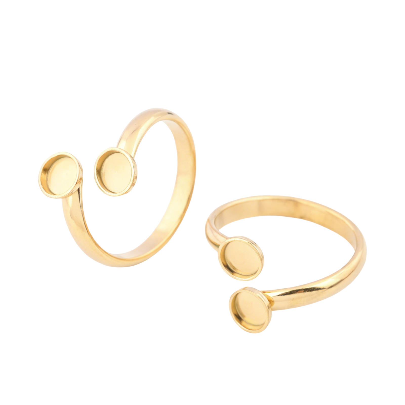 Ring Blank Adjustable - 10 Stück verstellbare vergoldete Edelstahl-Ringrohlinge mit
