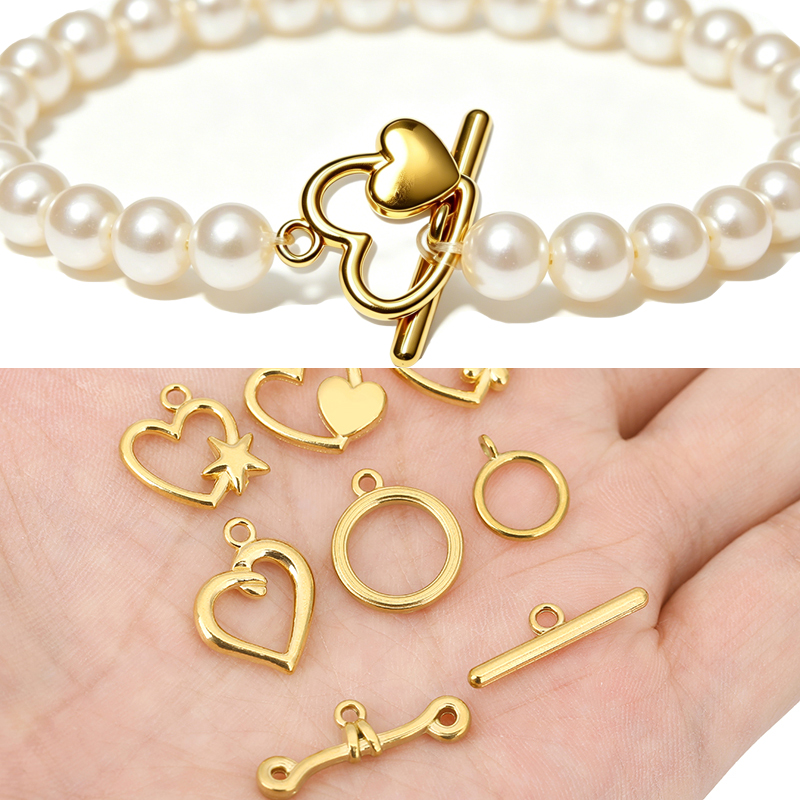 Jewelry Making Brass - 5 Sets PVD-beschichtete, langlebige Edelstahl-OT-Verschlüsse, Armbandhaken,