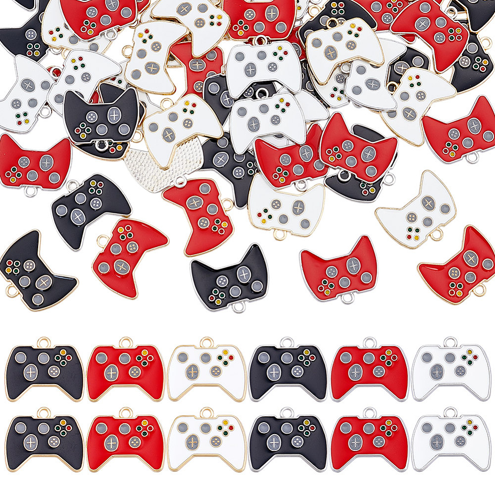 Jewelry Making Videos - 60 Stück Videospiel-Controller-Anhänger, 6 Stile, Legierungs-Emaille-Anhänger,