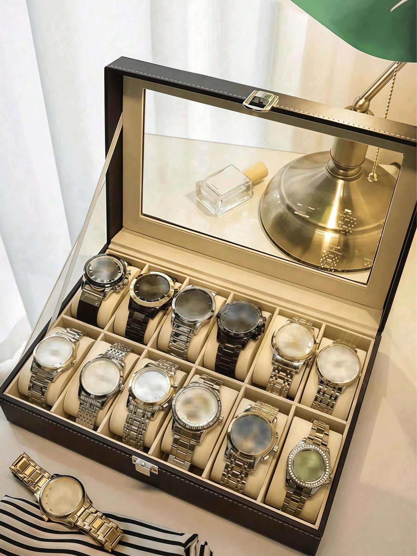 Leder-Uhrenbox mit Schloss, Gr – Jewelry Making Organizer Box Bewertung und Preis
