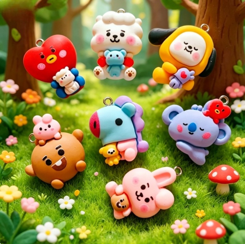 7 Stück BT21 Harz-Cartoon-Anhä – Jewelry Making Earring Supplies Bewertung und Preis