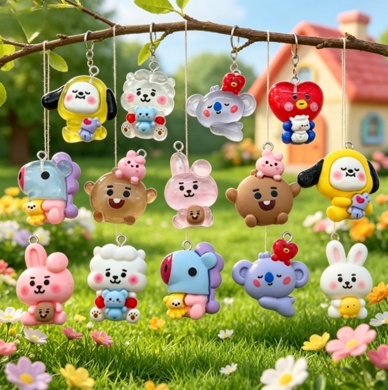 7 Stück BT21 Harz-Cartoon-Anhä – Jewelry Making Earring Supplies Bewertung und Preis